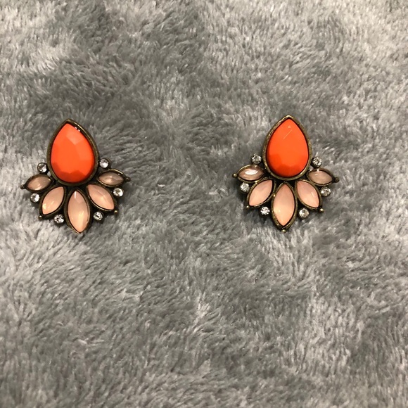Jewelry - Vibrant Boho Orange & Pink Studs